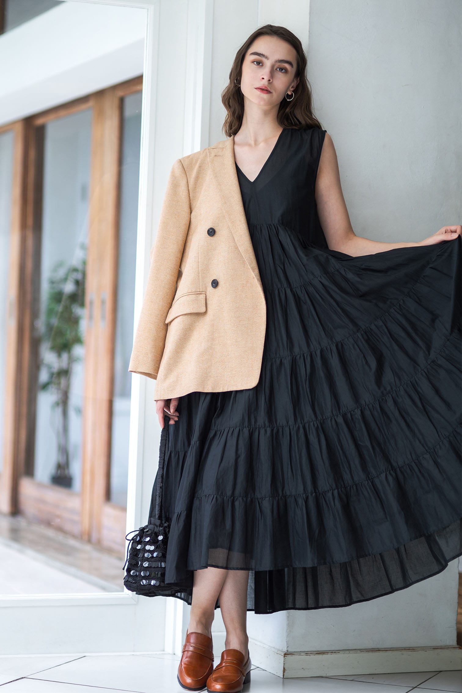 【美品】Merlette ロングワンピースブラック表記サイズXS Merlette - Merlette マーレット ワンピース XS 黒 【古着