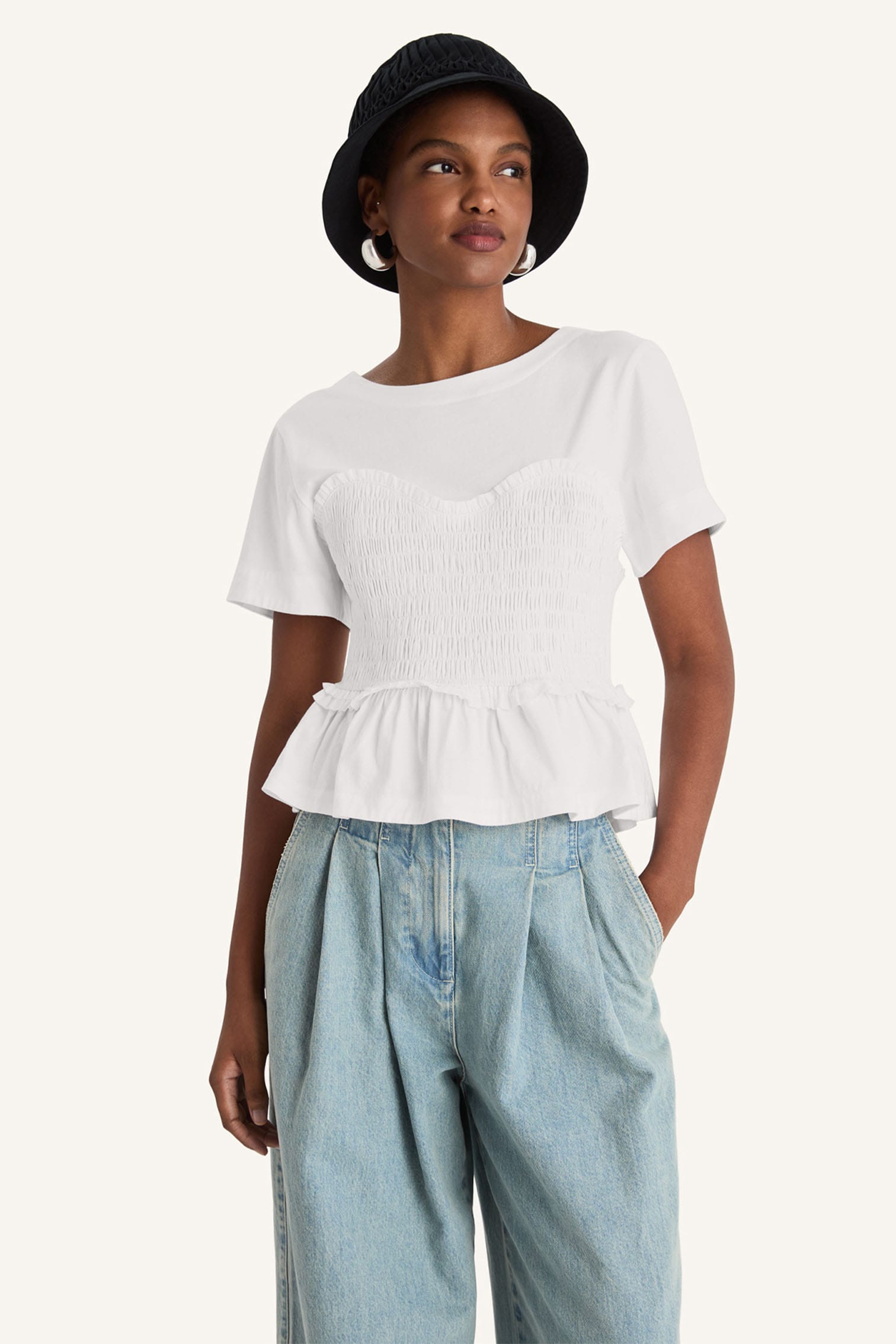 Jane Marple / オーガンジースリーブのTシャツ M 黒 T-24-07-11-014-JM-TO-SZ-ZT320 Jane Marple / オーガンジースリーブのTシャツ M 黒 T-24-07-11