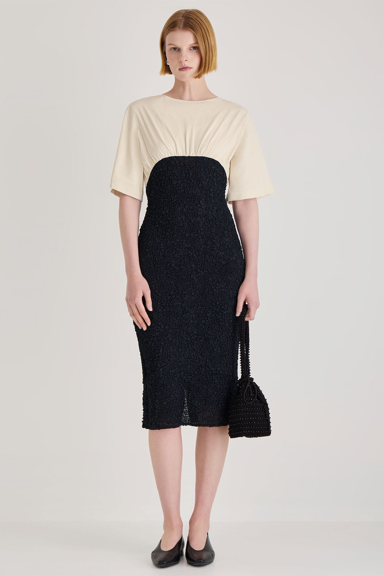 マーレットSOLMAN DRESS ブラック プリーツドレス Merlette Soliman Tiered Dress in Black